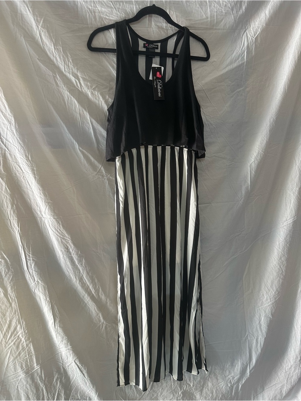 Delirious Black & White Layered Maxi Dress